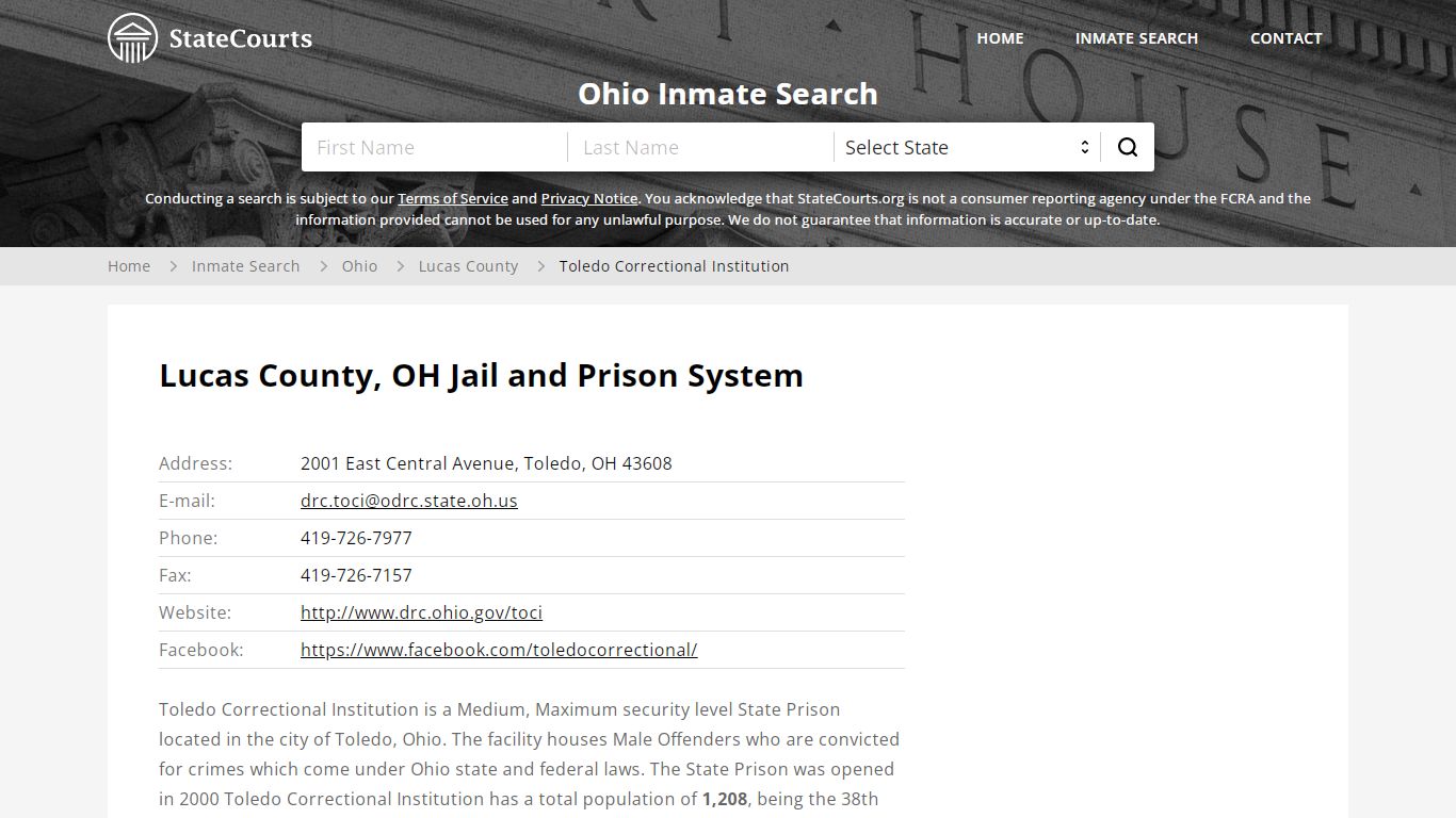 Toledo Correctional Institution Inmate Records Search ...